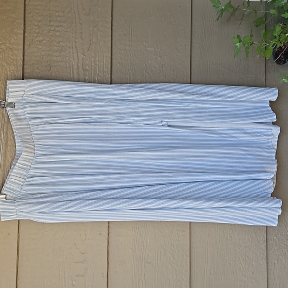 Torrid Tea length Rayon Slub Ruffle Top Skirt Set Sunday Stripe Cloud Dancer - Picture 8 of 14